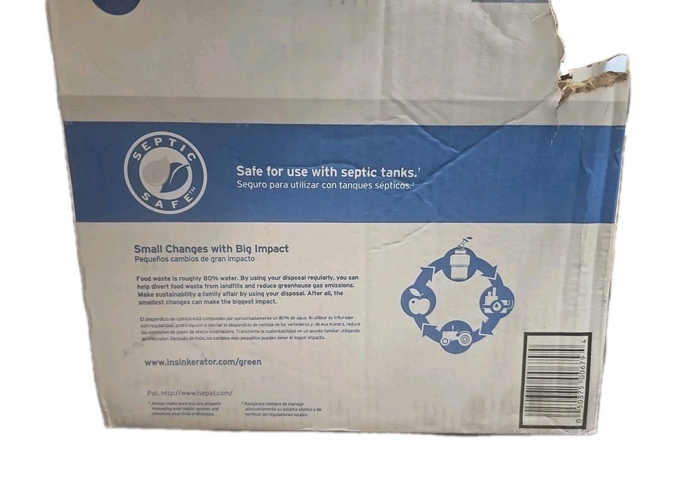 InSinkErator Evolution Compact 3/4 HP Garbage Disposal Quiet Series DAMAGE Box