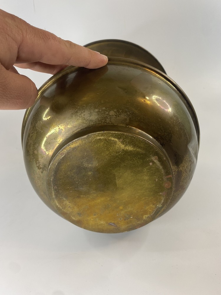 Vintage Solid Brass 5 Cent Cigars Spitoon, ALL FAMOUS HAVANA, Cuspidor