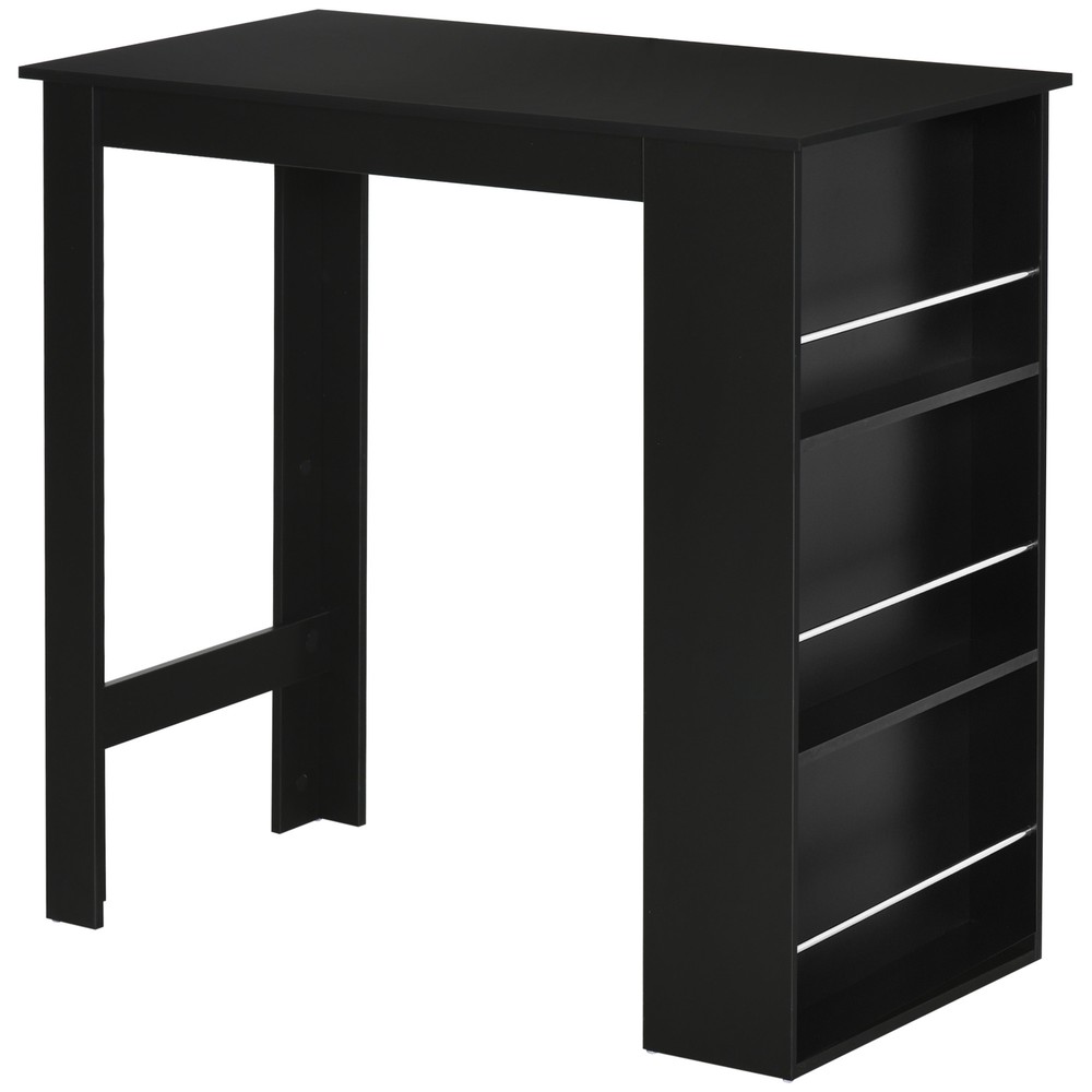 Modern Bar Table Counter Height Dining Table with 3-Tier Storage Shelves