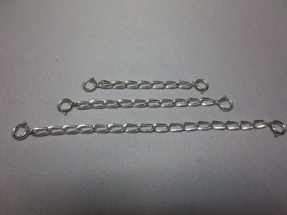 SOLID STERLING SILVER 3.0mm 14 INCHES EXTENDER / SAFETY CHAIN W/ SPRING RING