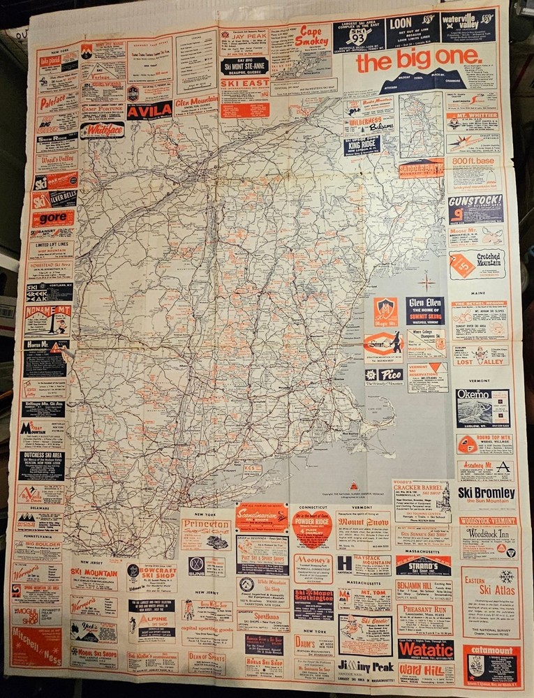 1972 EASTERN SKI MAP GUIDE. See Description For More.