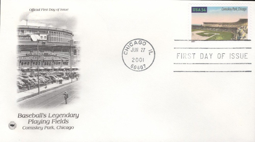 2001 First Day of Issue - honoring Baseball Fields - Comiskey Park - PCS