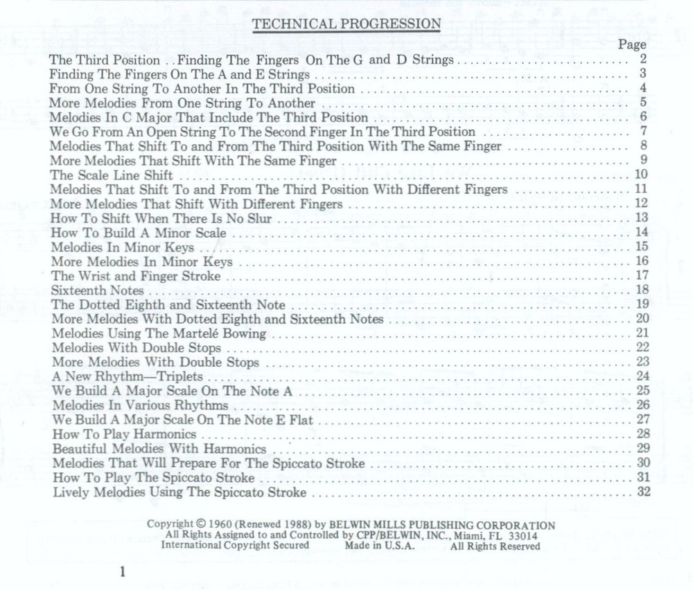 Vintage Belwin Applebaum String Builder Violin Book 3 Third Position Double Stop