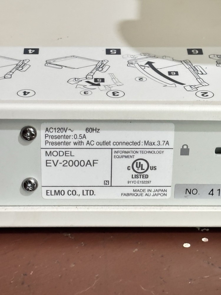 Elmo EV-2000AF Document Camera & Visual Presenter Powers On TESTED No Cords