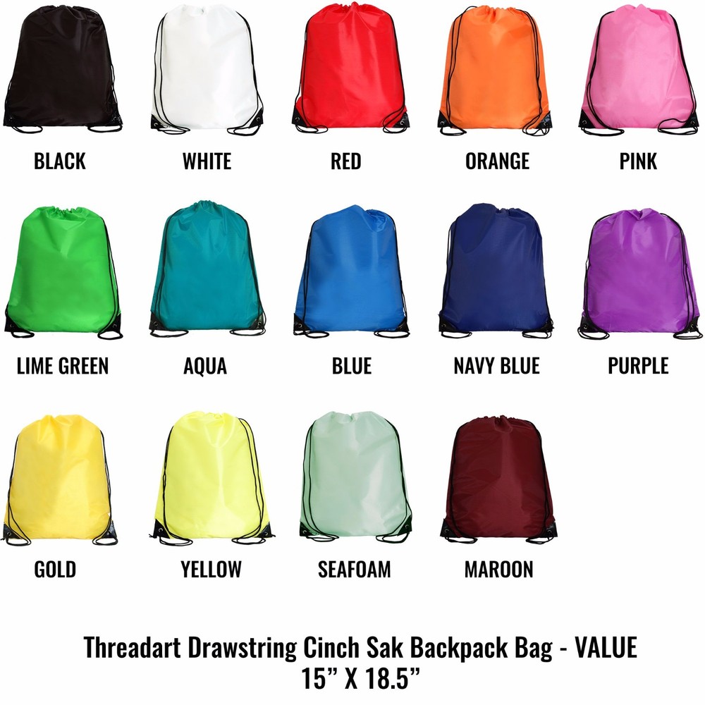 Personalized Drawstring Backpacks - Cinch Sacks - 14+ Color Options - Custom HTV