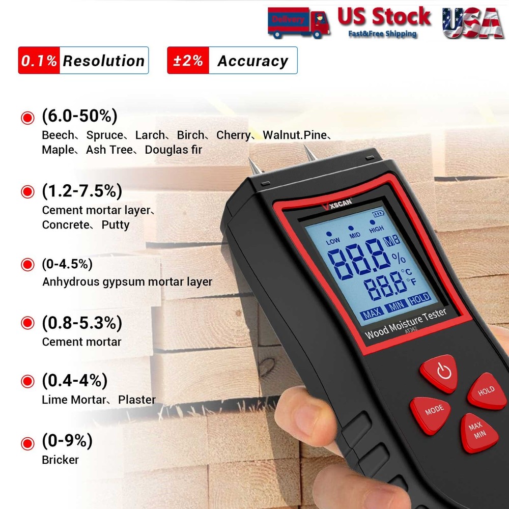 VXSCAN NF-568 Wooden Moisture Meter High Sensitive Sensor HD Backlight