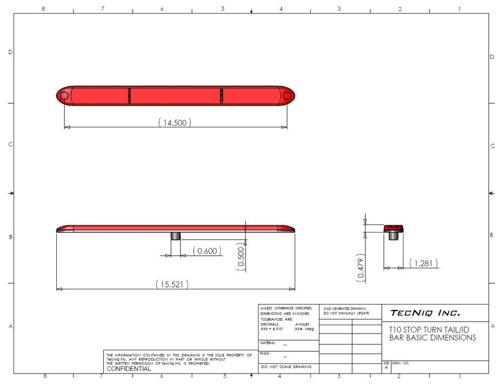 15" Amber Dual Function Turn Marker Light LED Truck Trailer TecNiq USA