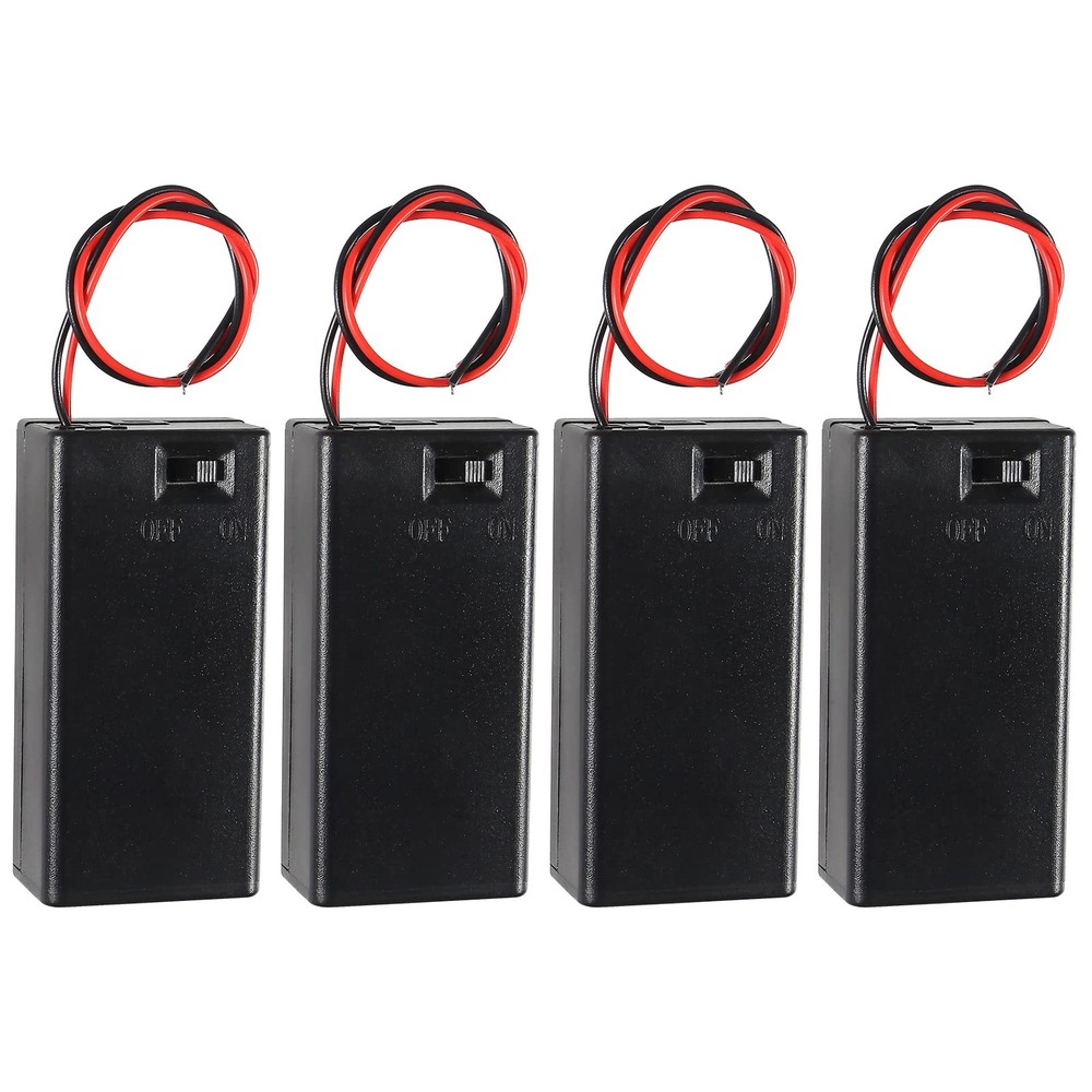 DIANN 4pcs 9V Battery Holder with ON/Off Switch Case Wire