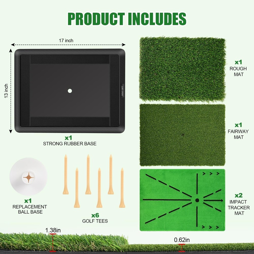 Golf Hitting Mat, with Clear Swing Path Feedback, Flannel Mat 13 * 17in Repla...