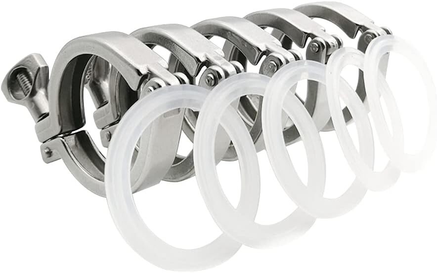 1.5" Sanitary Tri Clamp with Gasket - 5 Pack