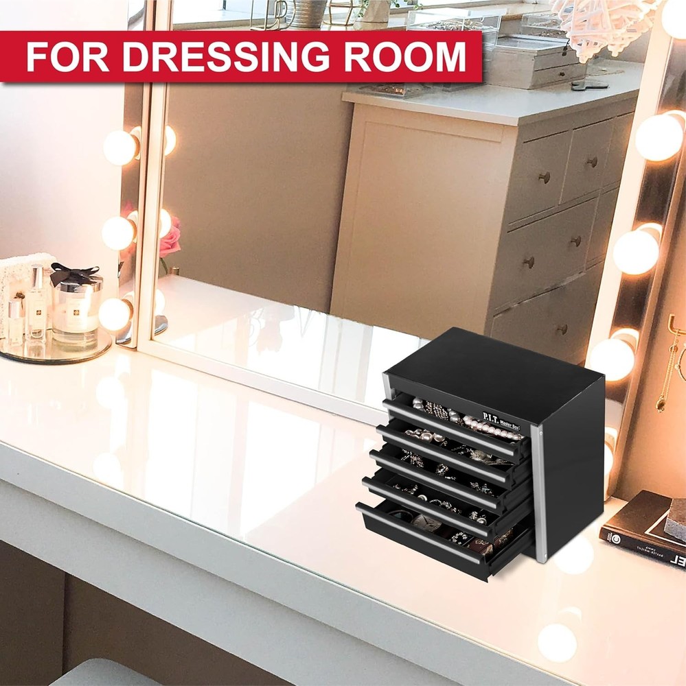 Elegant Black 5-Drawer Tool Case - Lightweight and Versatile Storage Solution