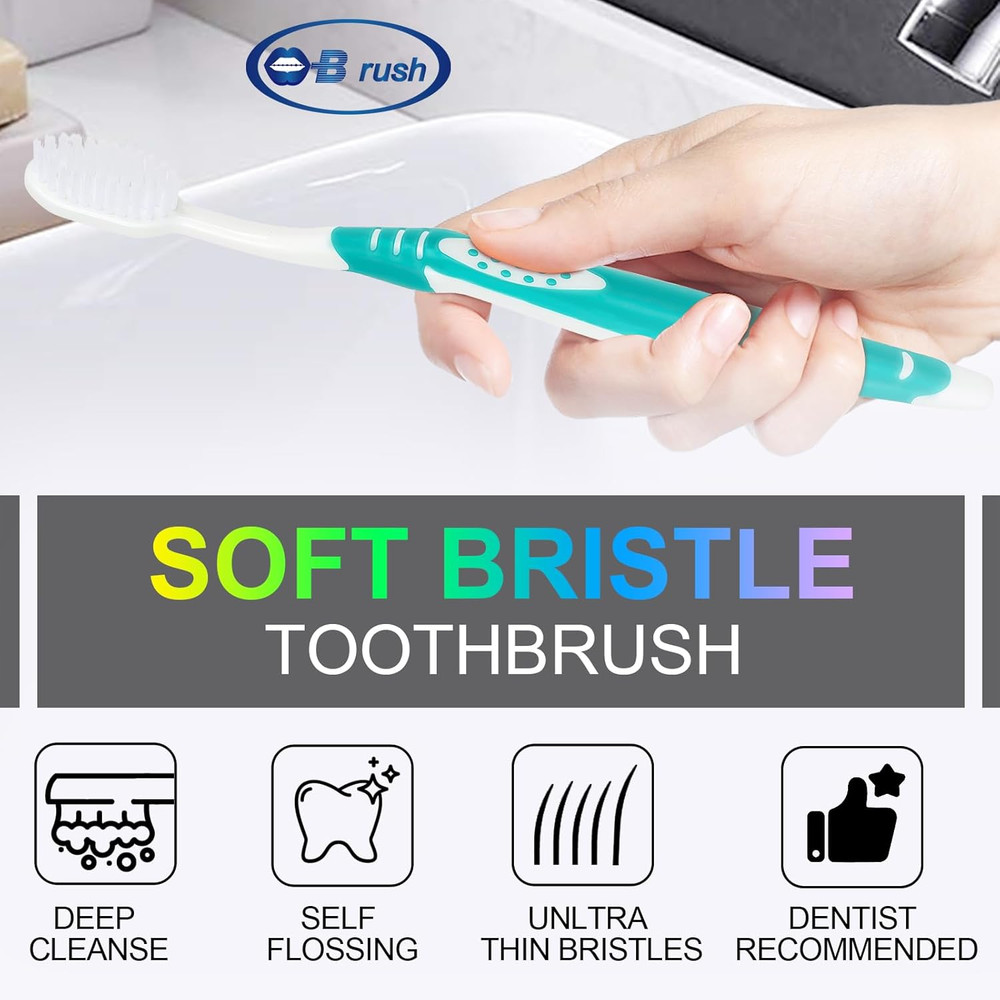 B Extra Soft Toothbrushes for Adults - Flossing Toothbrush for Sensitive Teeth a