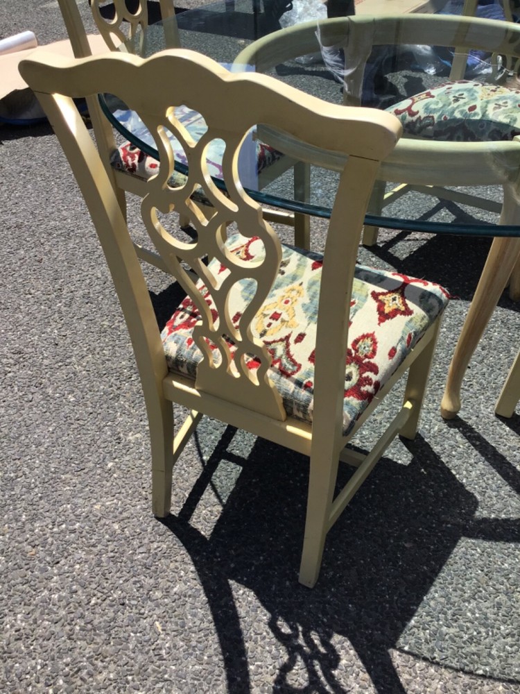 60” Dining Set - 5 Pieces Floral Pattern Chairs, Beautiful Vintage Set