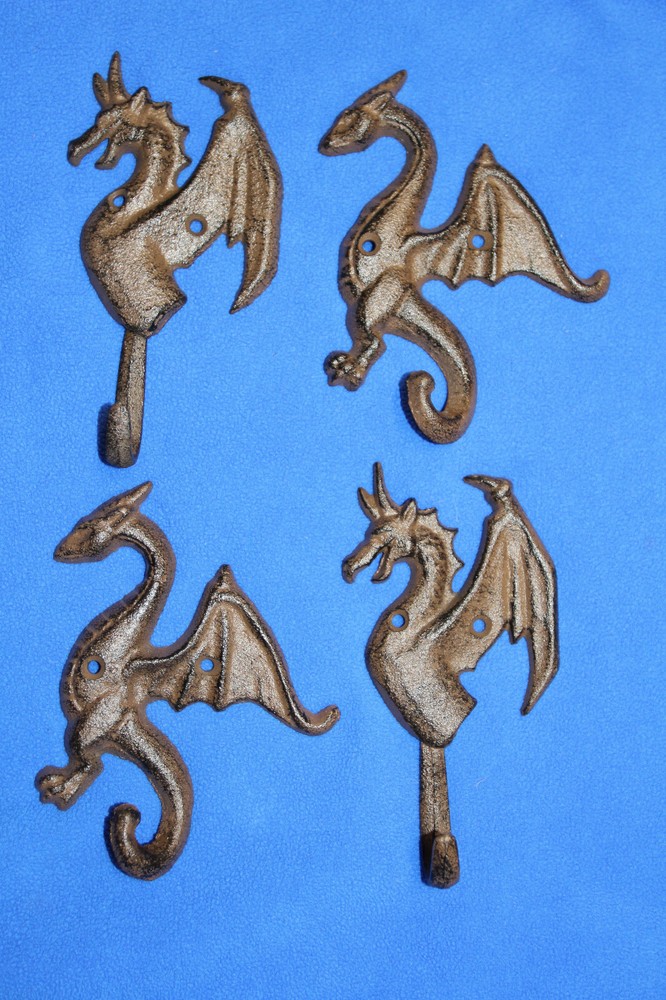 2-DRAGON WALL HOOKS,mythical,folklore, Medieval style,Gothic decor