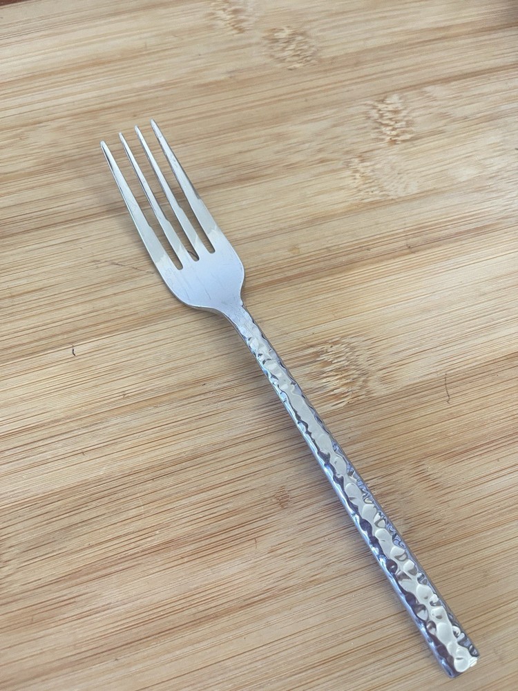 Ornative Glossy Stainless HAMMERED Flat Tip SALAD FORK 7"