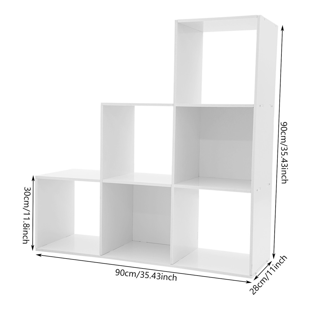 L-Shaped 6-Cube Storage Bookcase, Modern Design for Home & Office