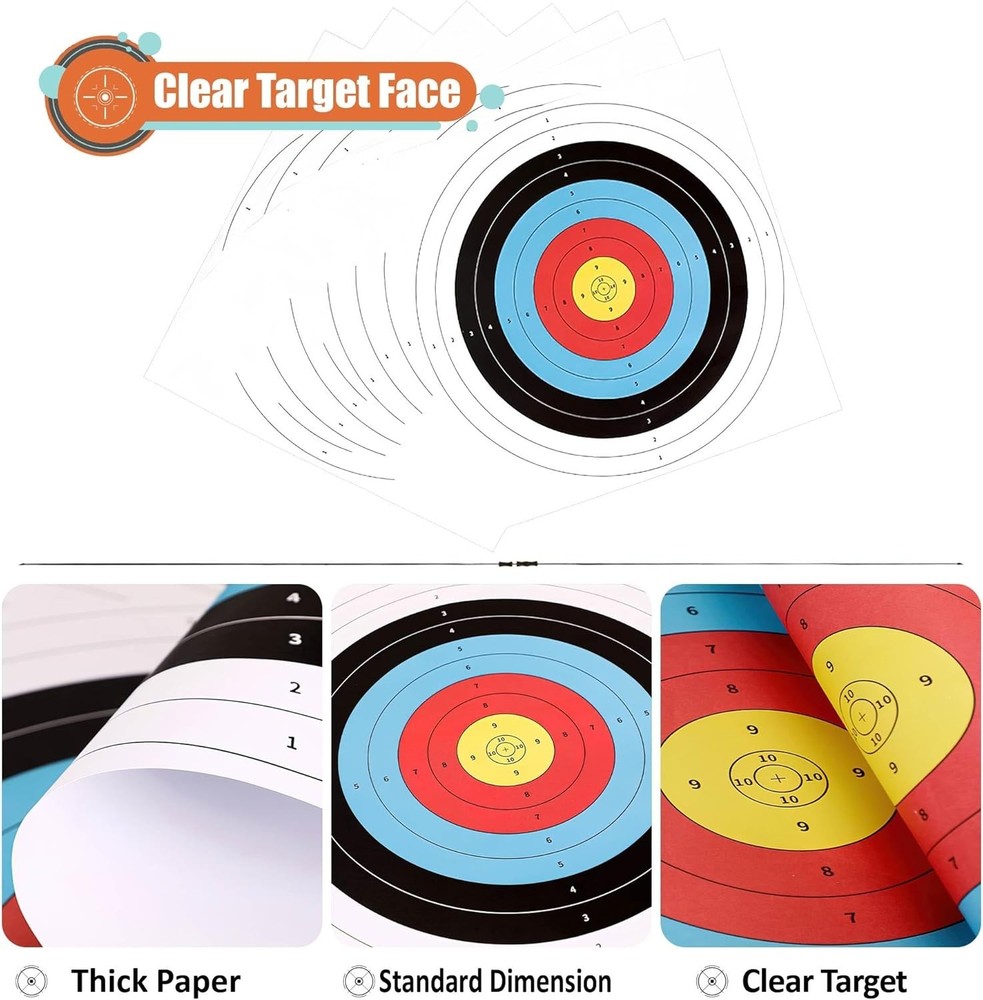 Durable Archery Target Paper Bundle: 50 Targets, 4 Nails, and Puller Included
