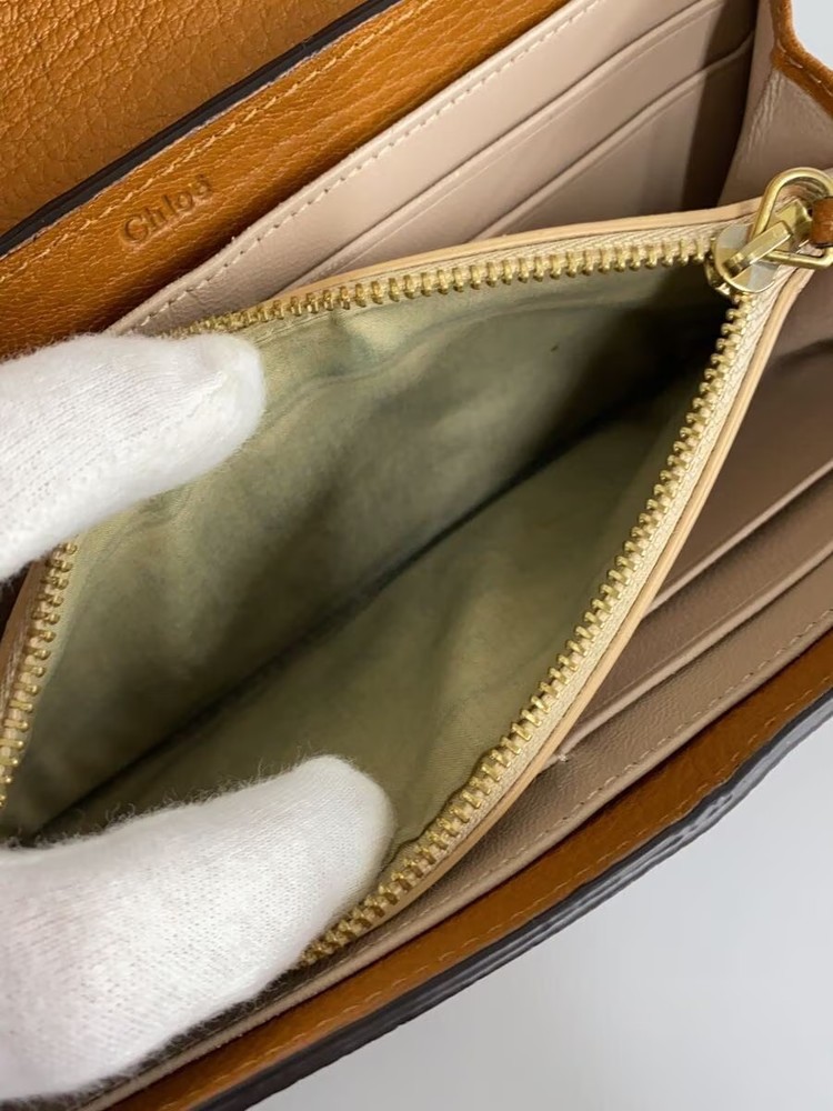 Chloe CML Leather Long Wallet, Plain, Women's