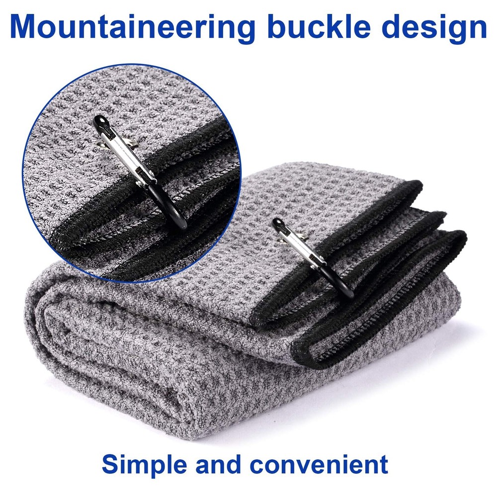 2 Pack 16" x 24" Tri-fold Golf Towel Set, Microfiber Fabric Waffle Pattern To...