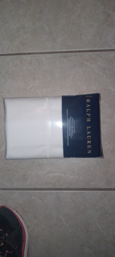 Ralph Lauren RL 624 Solid Sateen Deco White Queen Flat Sheet $145