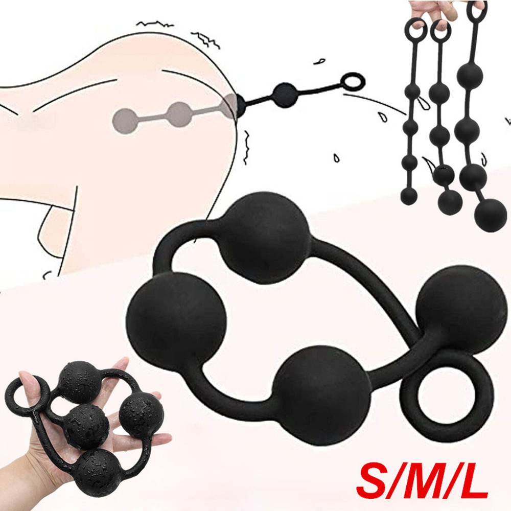 Anal Chain Plug Unisex Large Big Silicone Beads Play Pull Ring Ball Men Women US