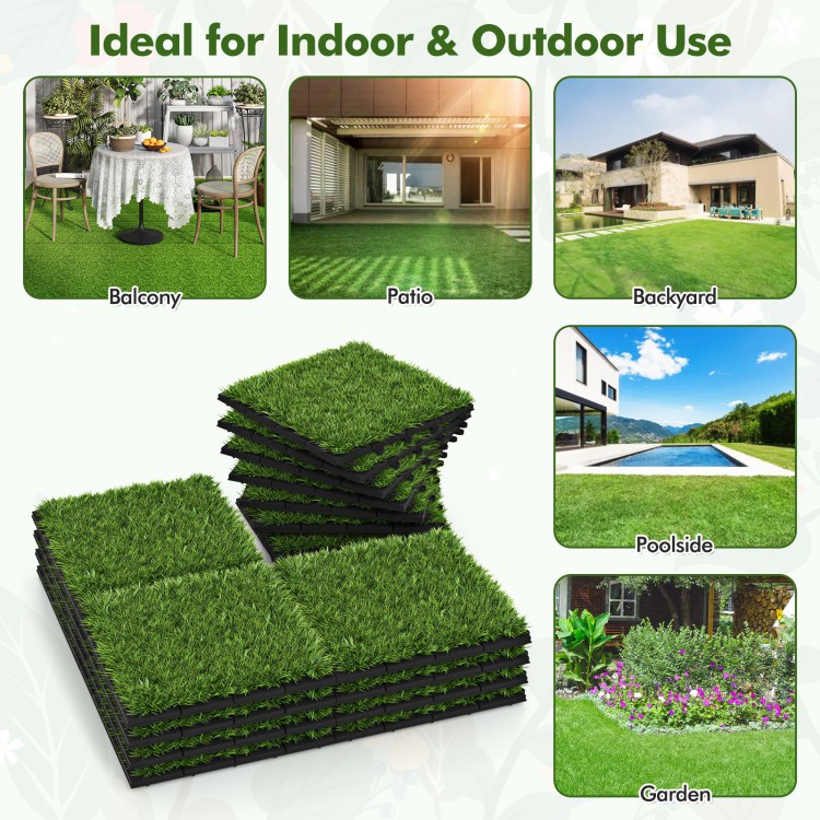 30 PCS Interlocking Artificial Grass Tiles