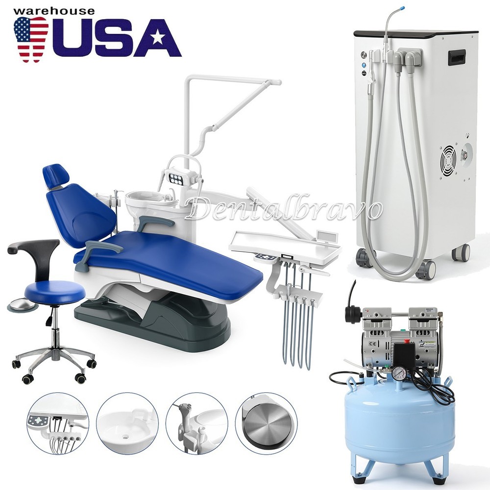 Dental Unit Chair Computer Controlled /Suction Unit System /40L Air Compressor