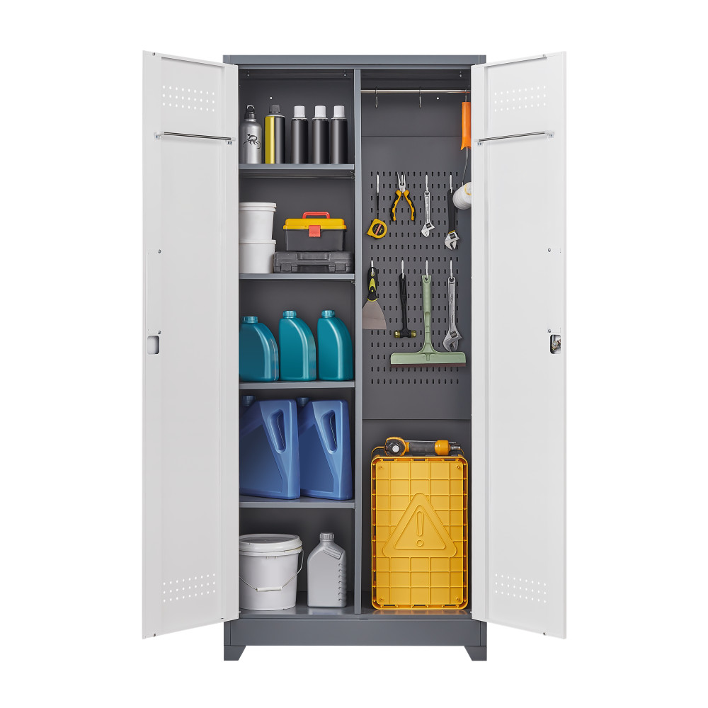72" Metal Locker Cabinet - Locking Doors - Adjustable Shelves - Utility Storage