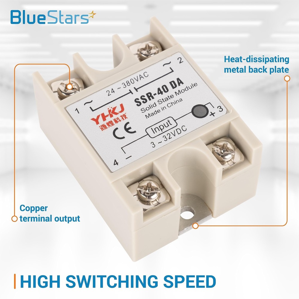 3 PCS Solid State Relay SSR-40DA DC to AC Input 3-32VDC Output 24-380VAC 40A
