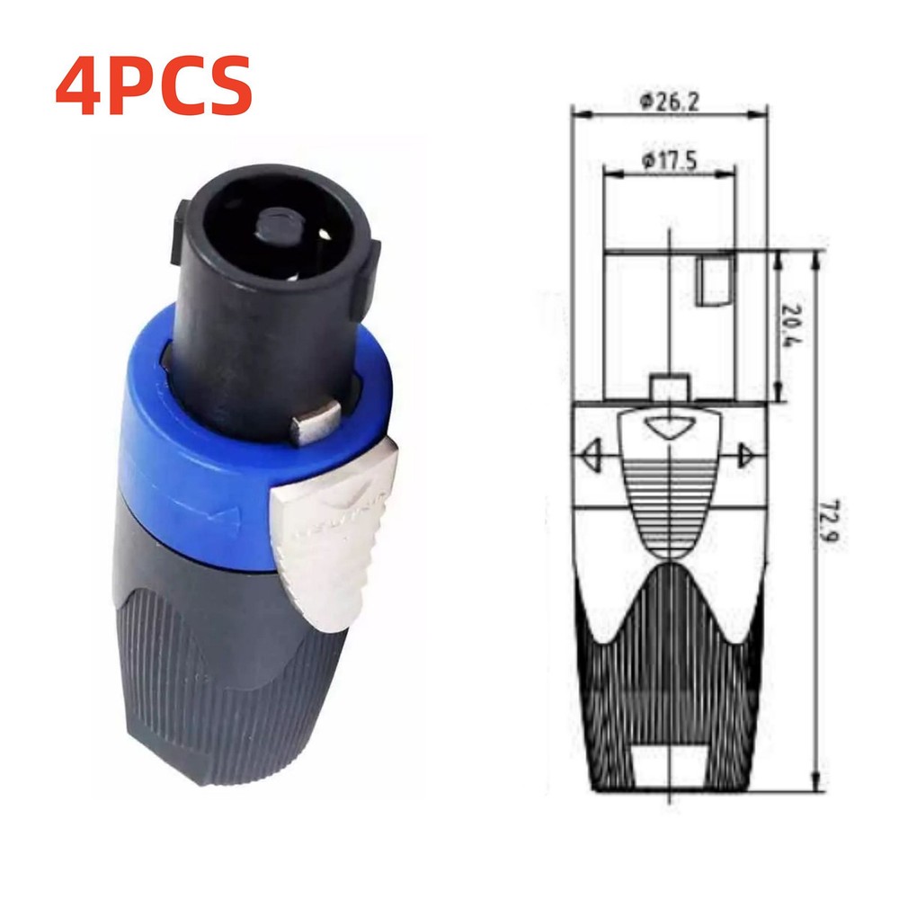 4 Pole 4pcs NL4FX Speaker Cable Plug Connector for Speaker Quick Lock