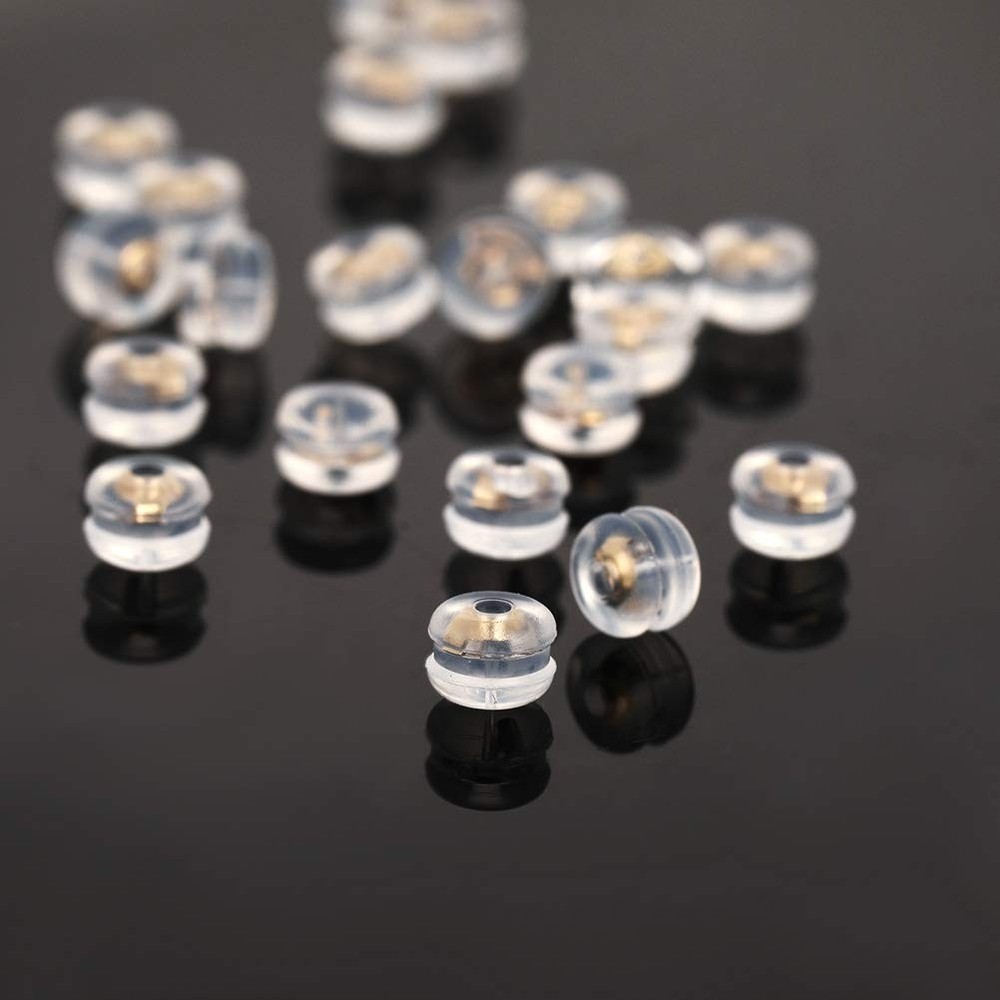 14K Real Solid Gold Earring Backs, Hypoallergenic Silicone, Secure for Studs