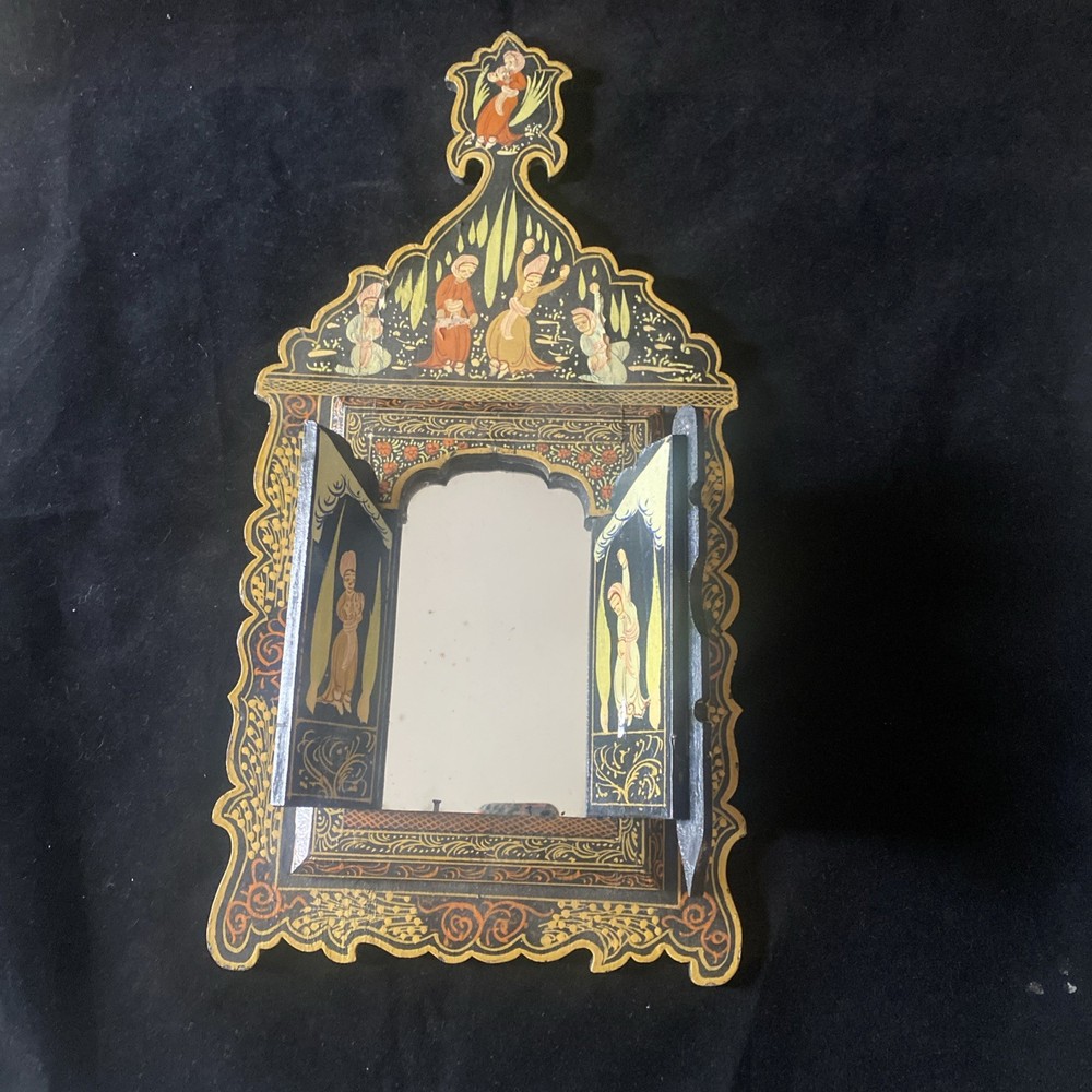 Antique Handpainted Qajar Laquer Mirror