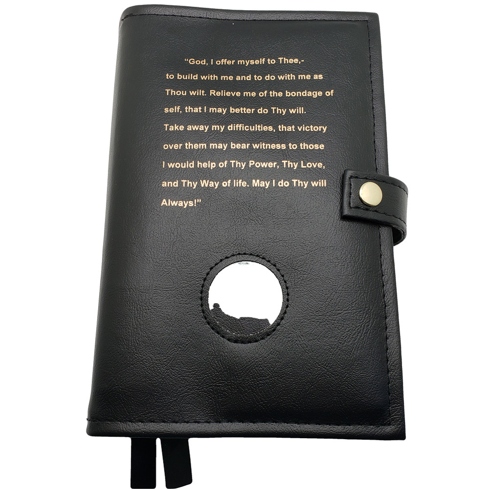 Alcoholic Anonymous Deluxe Double AA Book Cover Third Step Prayer Black