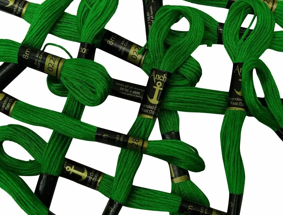 Anchor Threads Stranded Cotton Cross Stitch Floss Green Thread Hand Embroidery