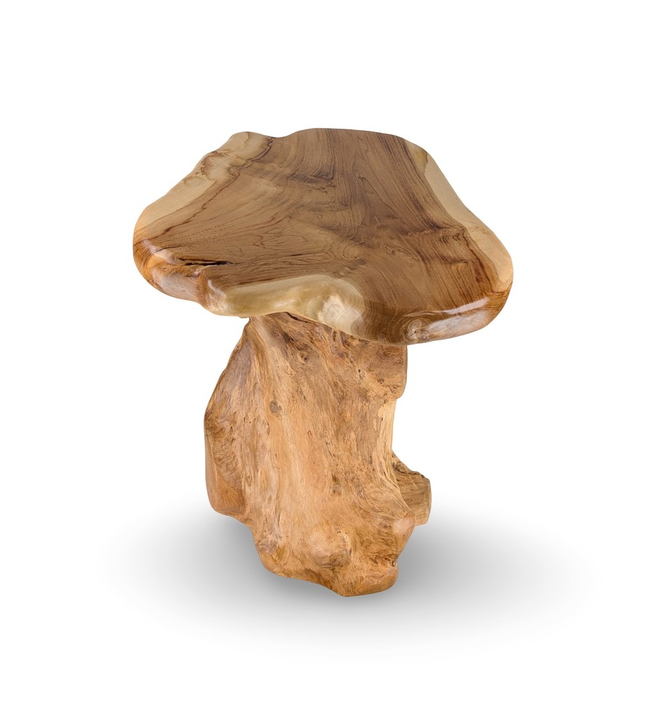 Teak Side Table, Wood Side Table, Teak Accent Stool, Handcrafted Side Table