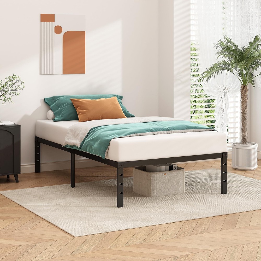 Metal Platform Bed Frame 16 Inch Tall,No Box Spring Needed,Twin Size Bed with...
