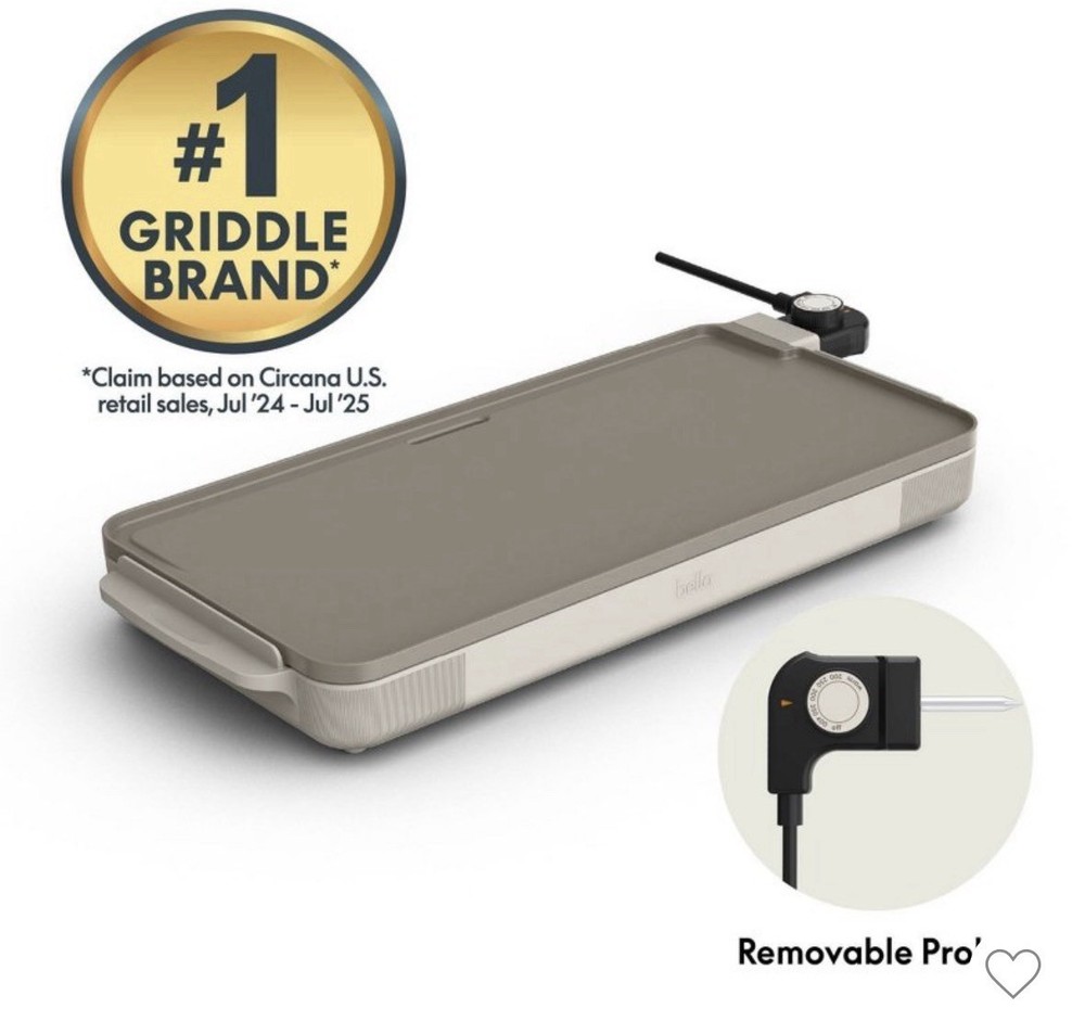 Bella 12" x 22" XL Griddle with Warming Tray Cooking Surface