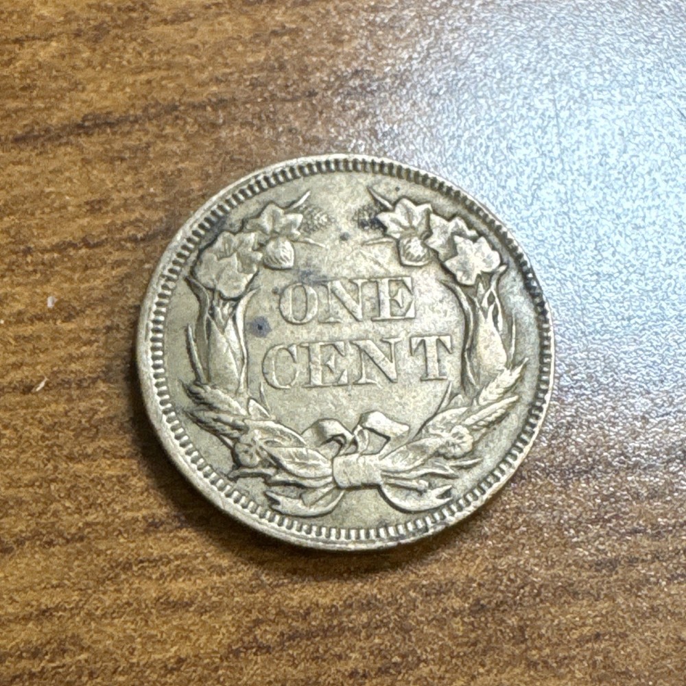 1858 LL Large Letters Flying Eagle Cent AU details