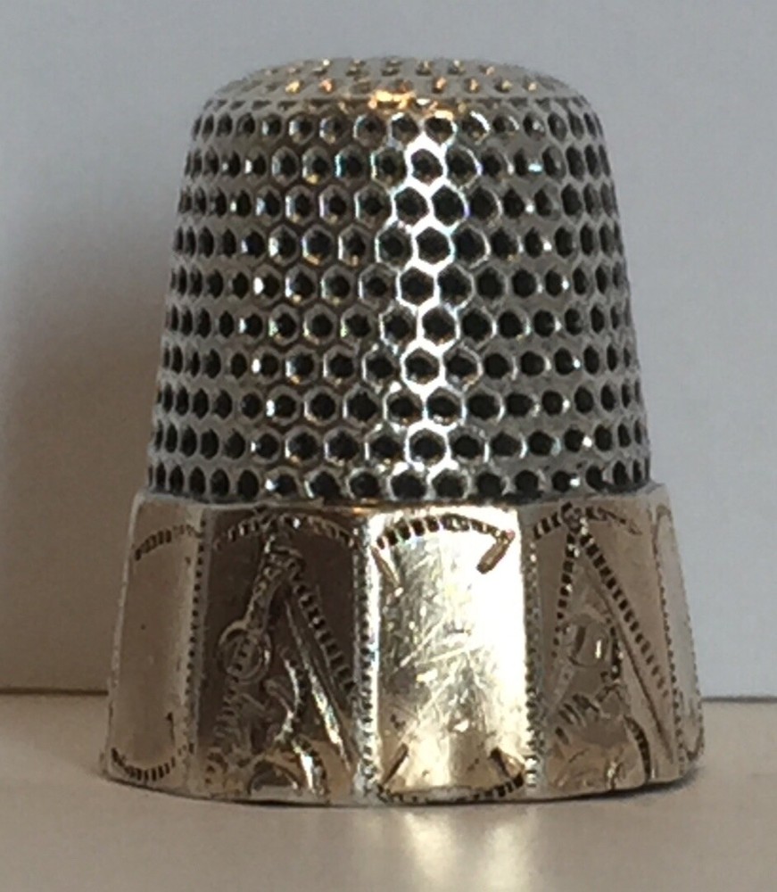 Sterling Silver Thimble Gold Band Size 8