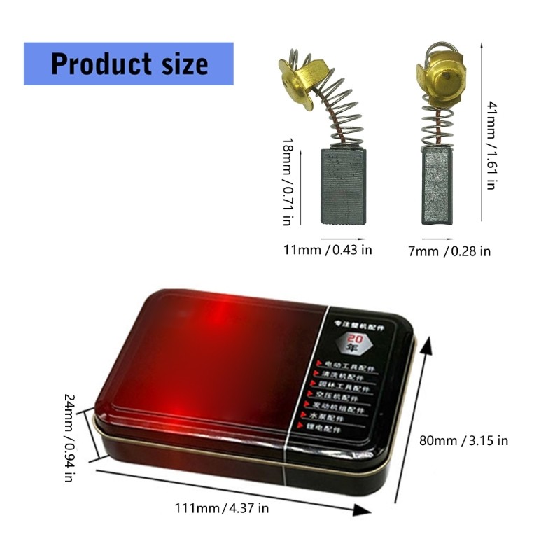 20PCS Efficient Carbon Brushes for Drilling Cutting Tools In Metal Box