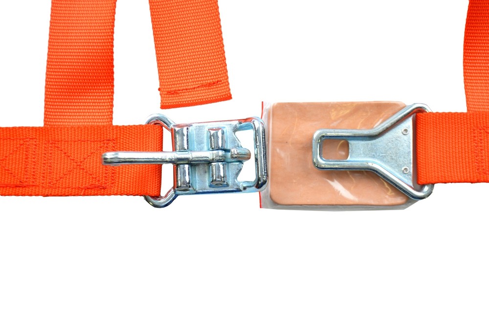 THREE POINT SEAT BELT RACE HARNESS 2" LATCH & LINK PULL UP LAP BELTS ORANGE