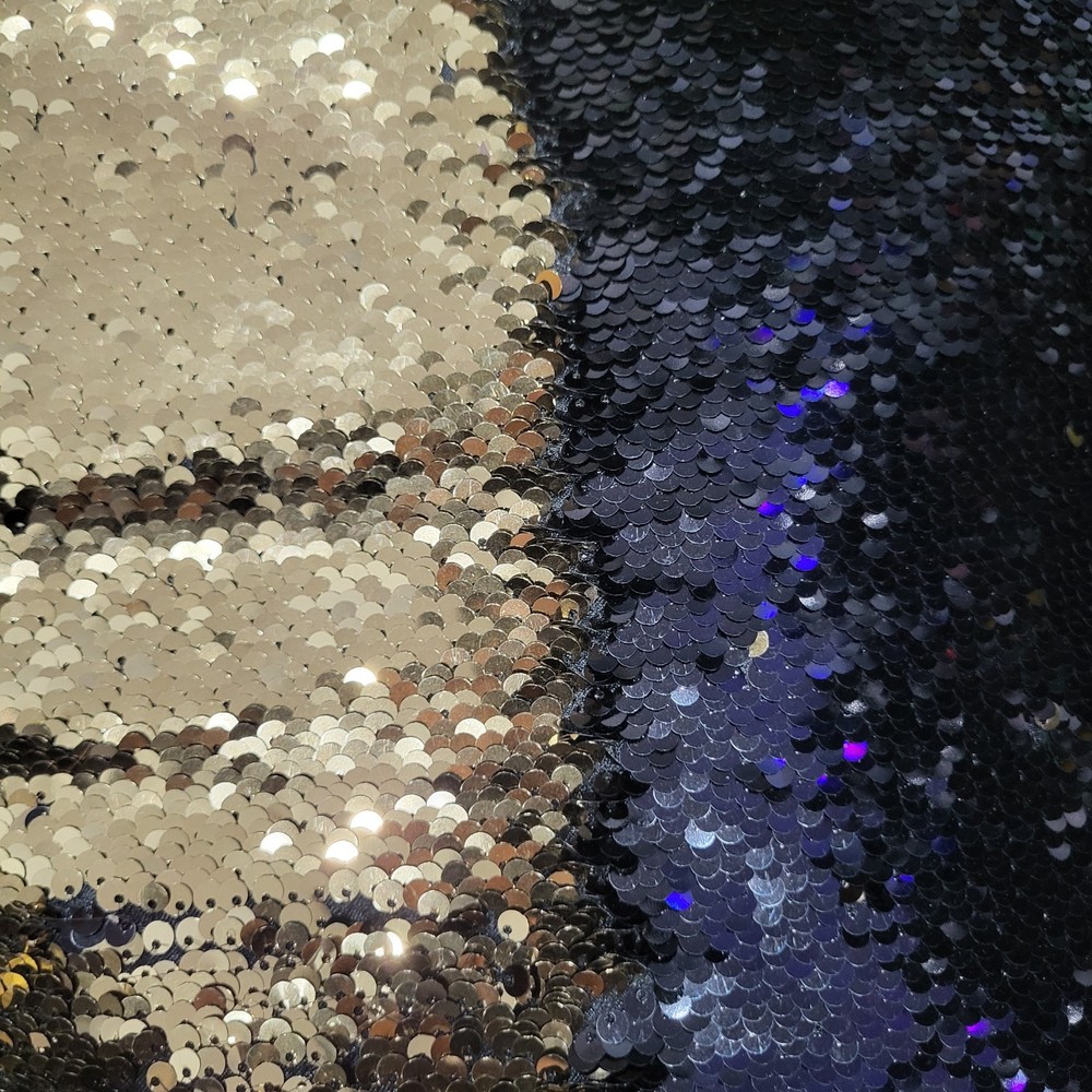 Black & Gold Sequin Pillow Ottoman