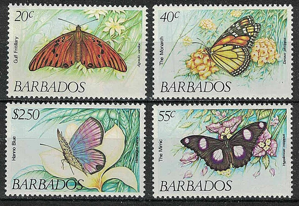 BARBADOS:1983 SC#602-05 MNH Butterflies p221