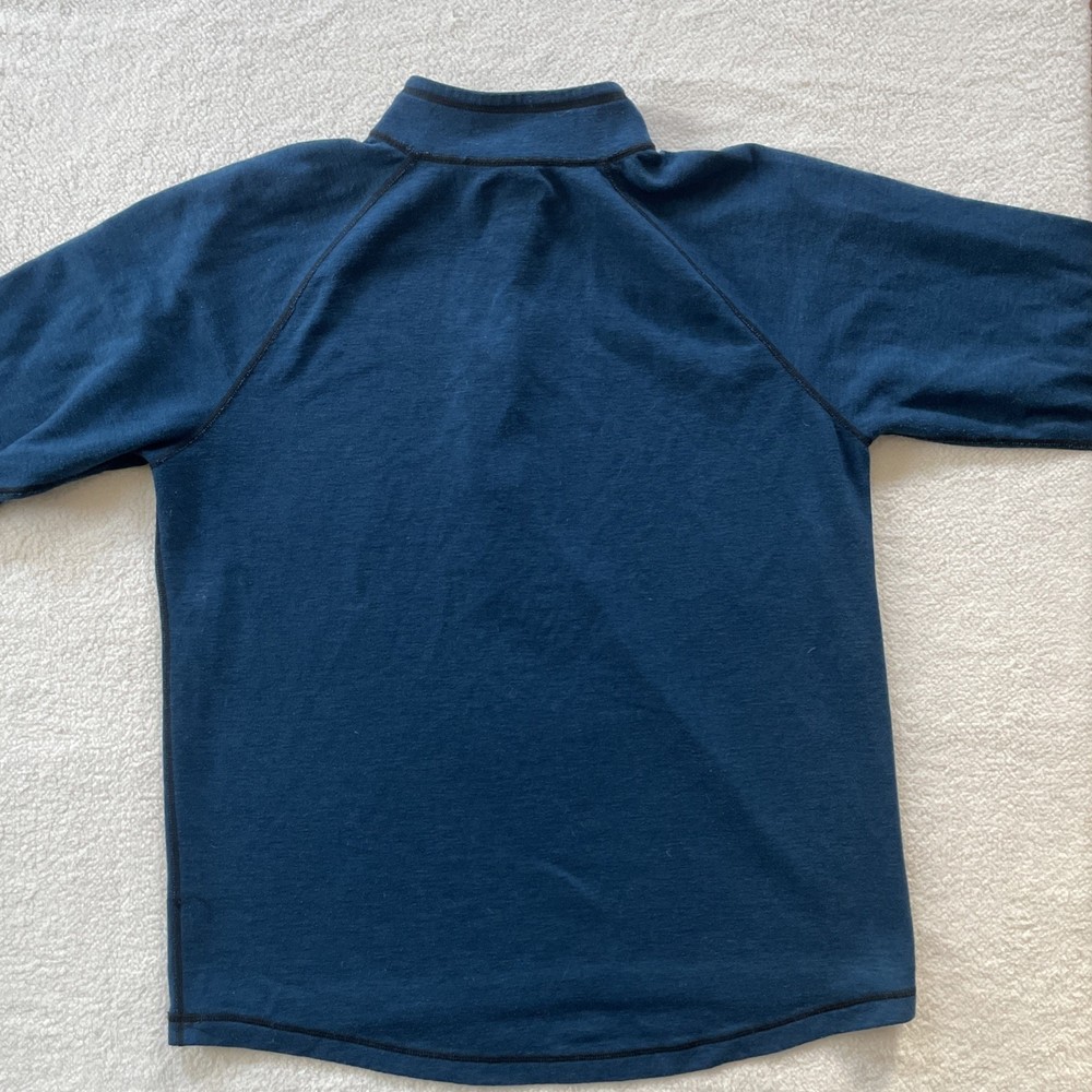 Duluth Trading Co Pullover Mens L Blue Polartec Power Grid Wool Blend 1/4 Zip