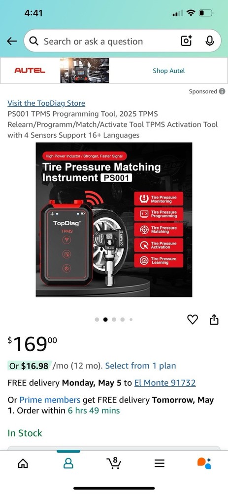 PS001 TPMS Programming Tool Tire Pressure Matching Instrument
