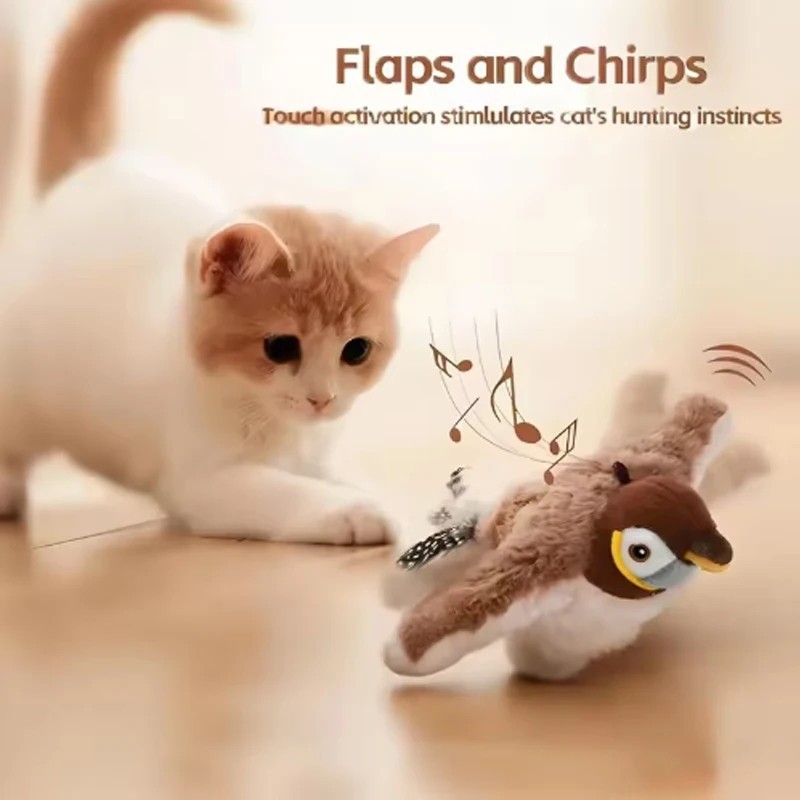 USB Interactive Flying Bird Cat Toys Electronic Pet Simulation Sparrow Toy US