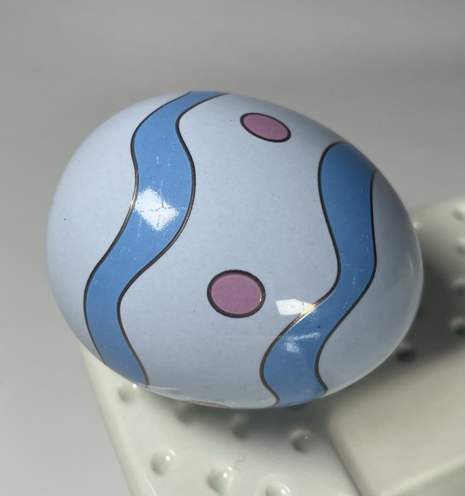 Nora Fleming RETIRED Easter Egg A95 Mini Charm Wavy Blue Stripes Pink Spots