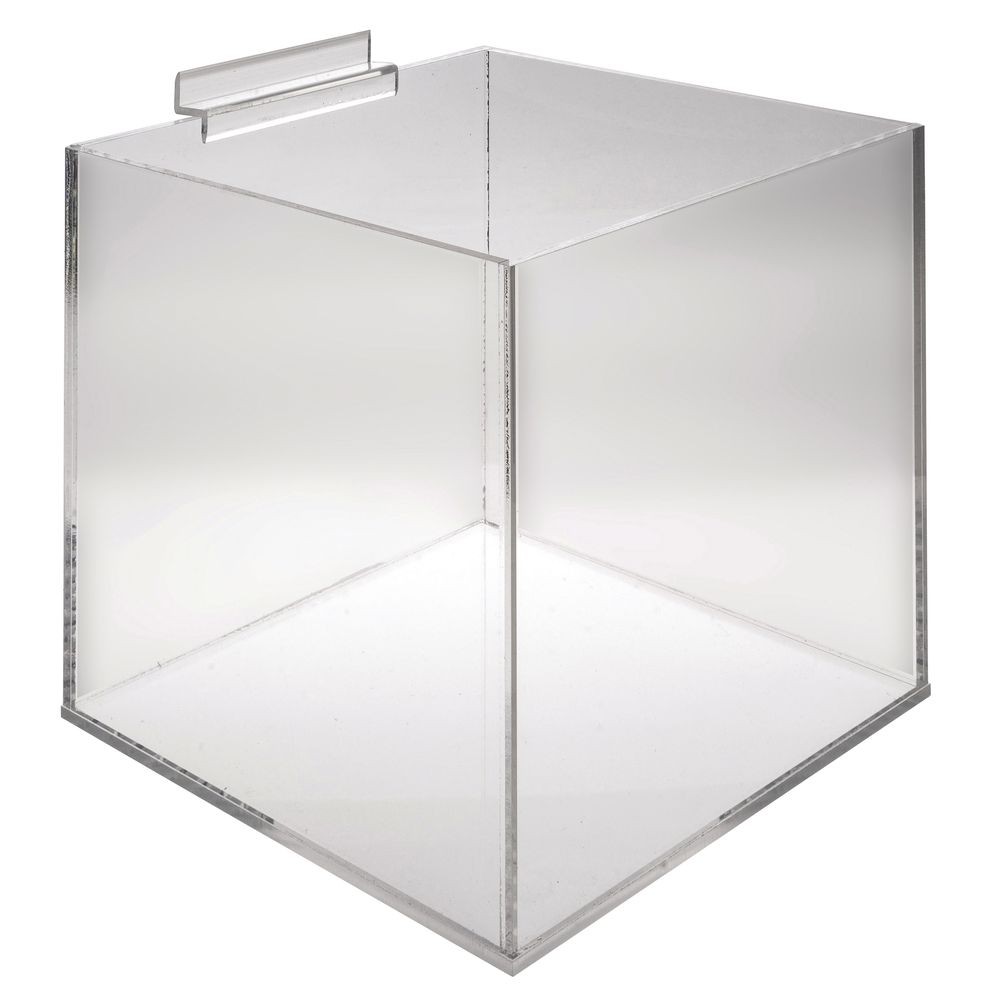 Slatwall Bin, Clear Acrylic 8" Square