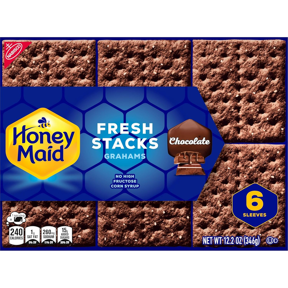 Fresh Stacks Chocolate Graham Crackers, Bulk Travel Snacks, 6 Boxes (36 Multi Sn