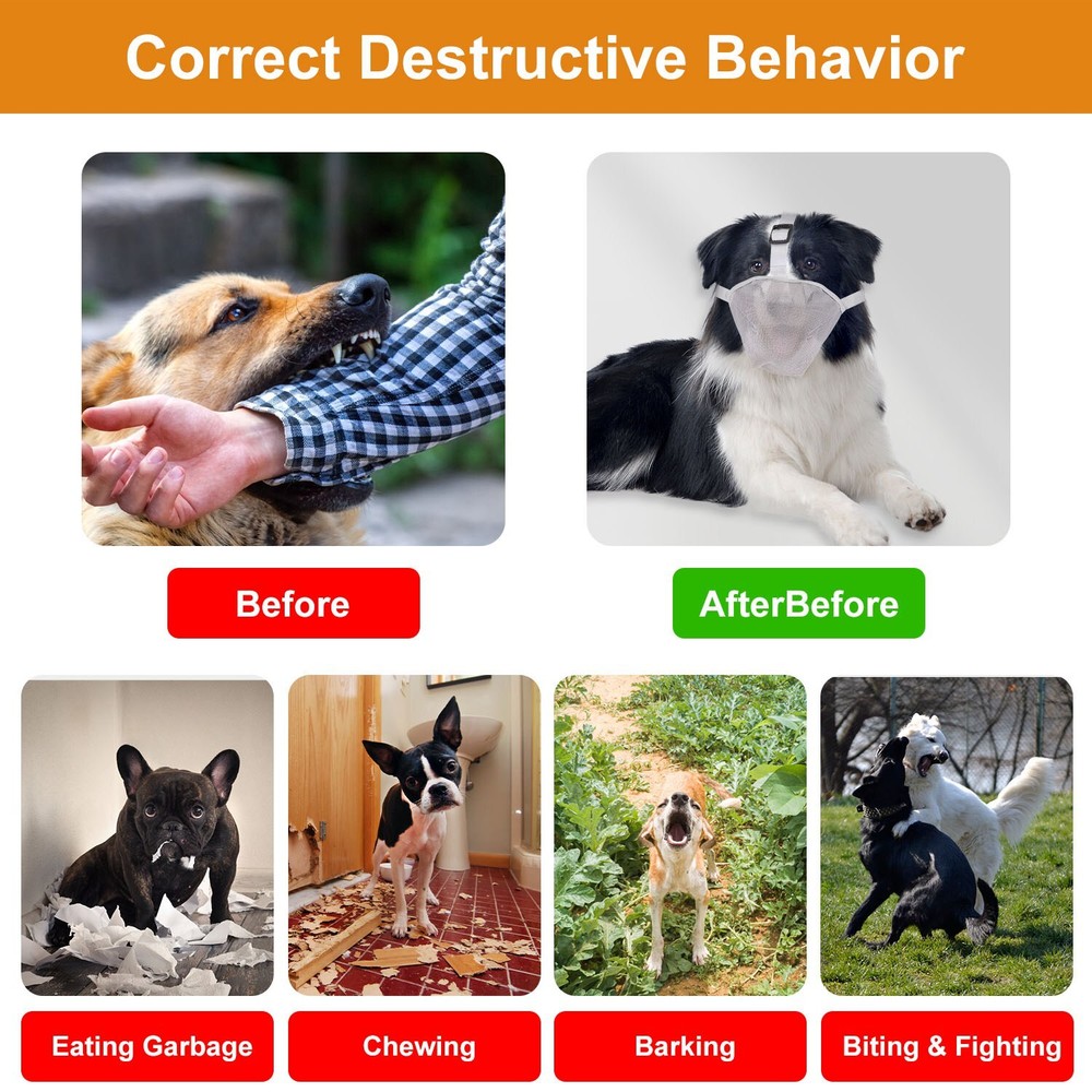 Adjustable Pet Muzzle Mask Mesh Muzzle Dog Mouth Cover Mesh Neck Strap for Dog